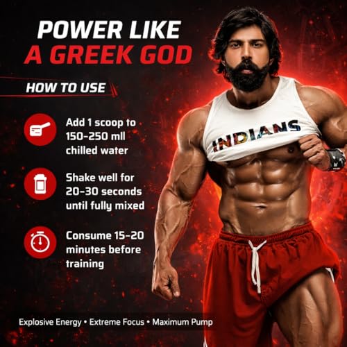Image of Greek God Pre Workout | Extreme High Stim | 200mg Caffeine, 3000mg Beta-Alanine, 1000mg Citrulline, Black Pepper Extract | Explosive Energy & Focus (30 Servings, Mango Strawberry)