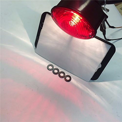 XKMT-Black Horizontal Side Mount License Plate Bracket with Red Taillight Compatible With most custom Applications H-D Metric Bikes Choppers [B0142DJ4D4]