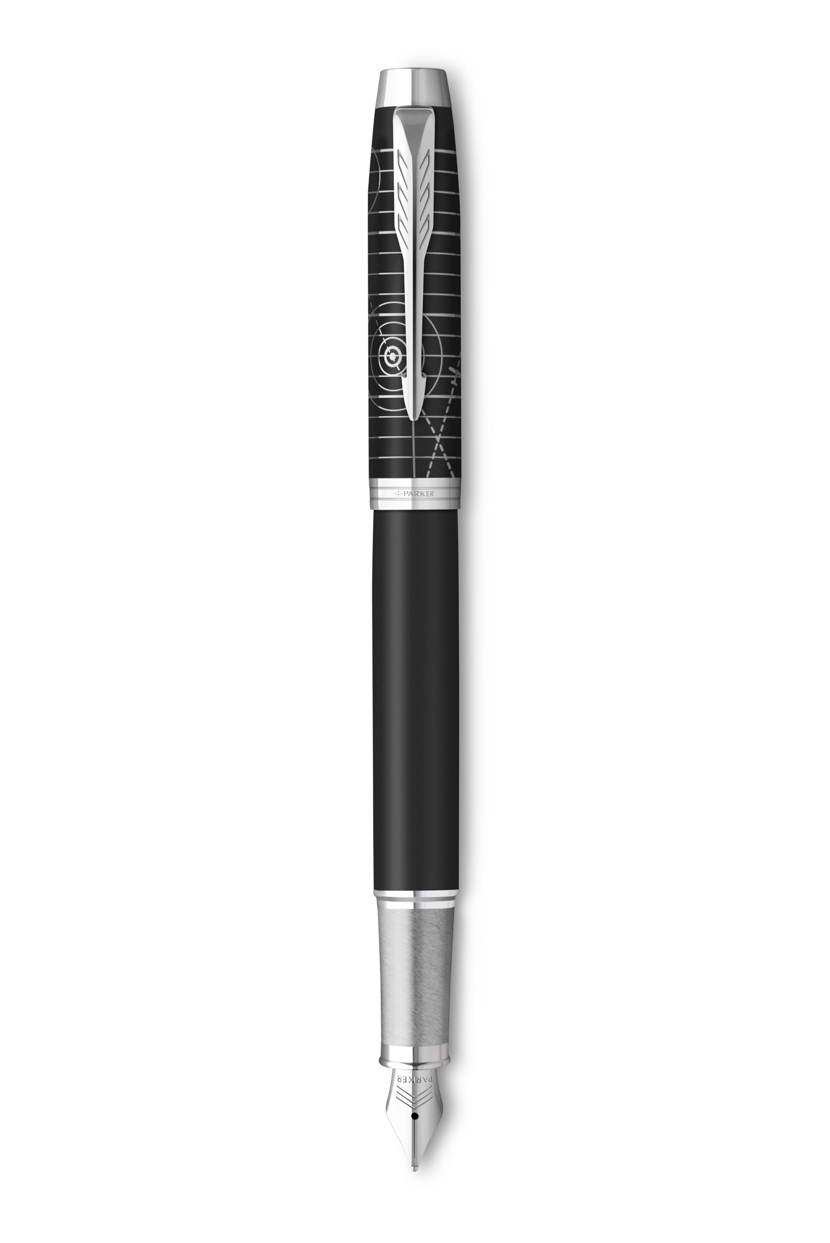 PARKER IM Legacy of Flight - Penna stilografica, collezione Legacy of Flight, colore nero opaco con acciaio inossidabile e cromo, incisione laser, personalizzabile con incisione, inclusa confezione