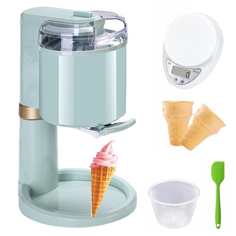 Heladera de 1 litro con compresor, Helados y postres Icy Treats, Funcionamiento Sencillo con un Solo botón, con báscula electrónica, en 10 Minutos, heladera doméstica compacta