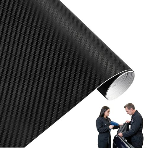 Larebidtex 3D Vinilo de Fibra de Carbono Envoltura Adhesiva para Coche - 1520 x 300 mm - Negro - Efecto Texturizado 3D - Uso Interior y Exterior - Resistente al Agua y a los Rayos UV