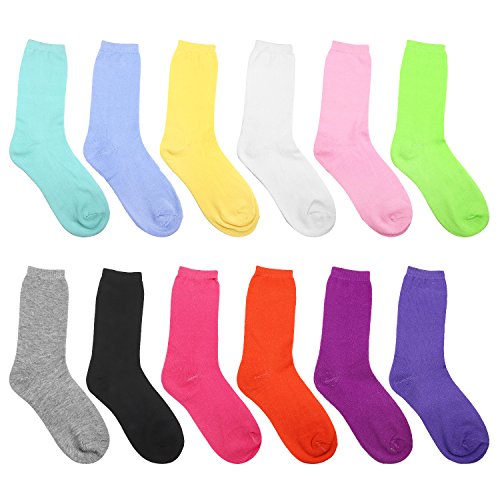Falari 12 Pairs Women's Cotton Crew Socks Assorted Colors2