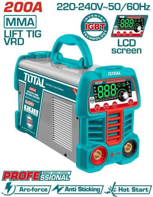 TOTAL Super 200A Inverter Welding Machine with features highlighted