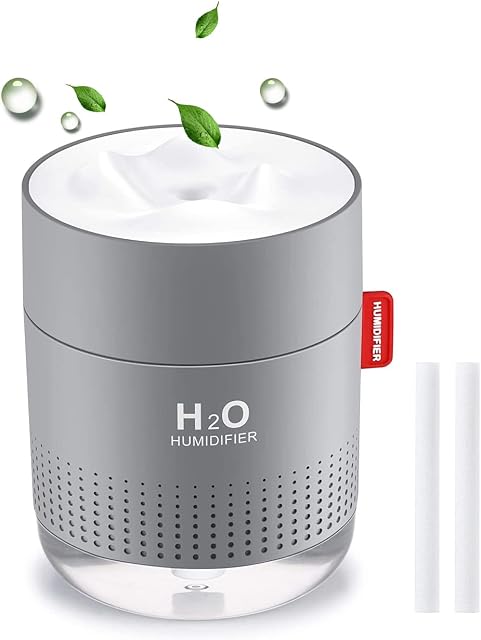 DitBuy Humidifiers for Plants , Cool Mist Humidifier 500ML Quiet Air with Two Adjustable Mode and Night Light Waterless Auto-Off Bedroom/Office/Baby Bedroom /Plants, Grey