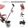 Kinderkraft Aston Tricycle, Baby Push Trike, Kids First Bike, Free Wheel Functions, Parenthandle, Footrest, Accessories, Bag, Cupholder, from 9 Months to 5 Years, Pink #4