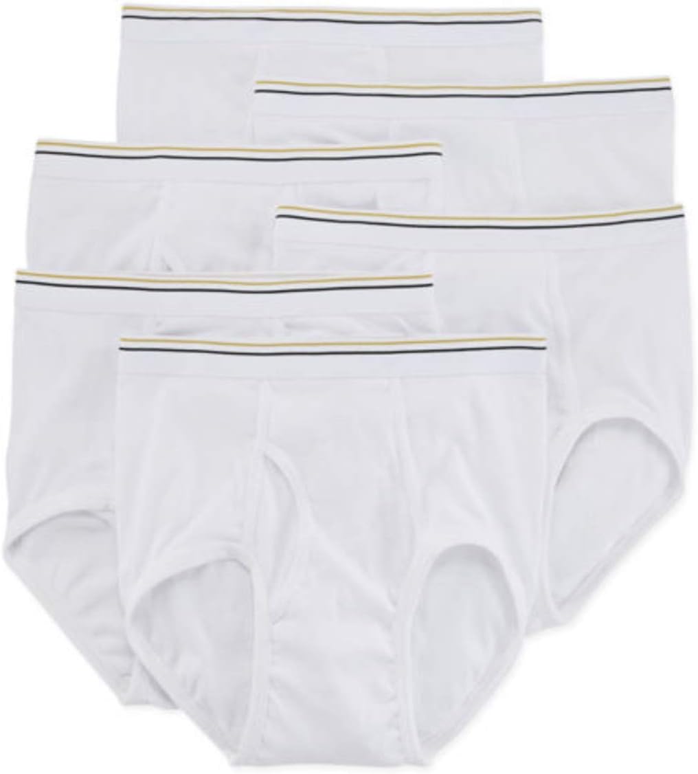 6 Pack 100% Cotton Full-Cut Briefs White - White - 38