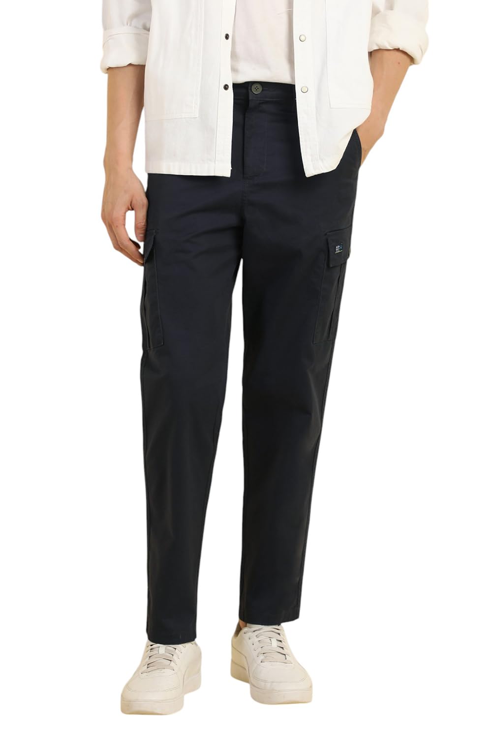 allen solly Men's Mid Rise Relaxed Fit Solid Cargos-picture-34