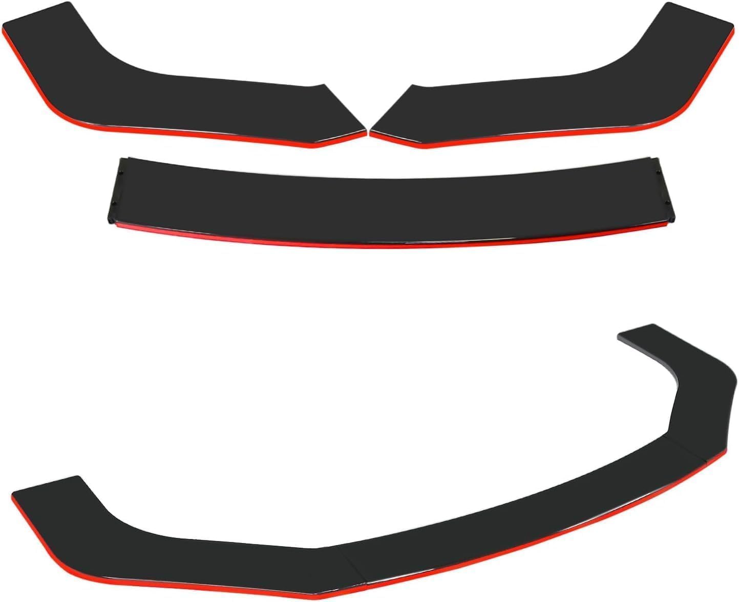 INRNT Front Bumper Lip Spoiler for Audi RS4 B8 Avant Quattro RS 4 2012-2015 2016,Durable Front Splitter Spoiler Guard Diffuser Protector Body Kit,A/B -ShinyBlackRed