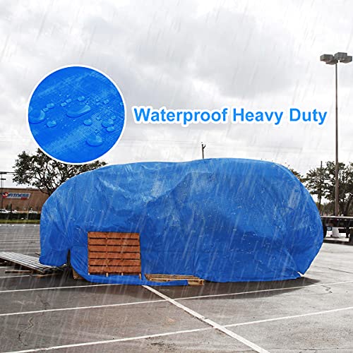Poly Tarps Heavy Duty Waterproof Blue Tarpaulin 11Mil Thicken 4x6 Ft