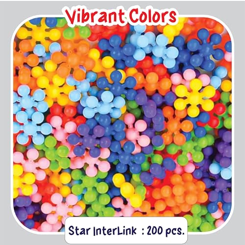 Image of ToyMagic Star Shaped 200 Pcs STEM Toys Plastic Interlocking Blocks Building Blocks That Bends - Safe Material - Preschool Classroom Games Sets Toy for Girls and Boys Aged 3+, Multicolor