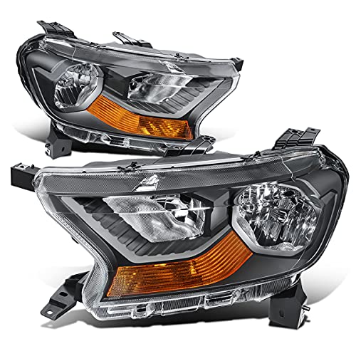 [Halogen Model] Factory Style Headlights Assembly Compatible with Ford Ranger XL XLT 19-22, Driver and Passenger Side, Black Housing Amber Corner