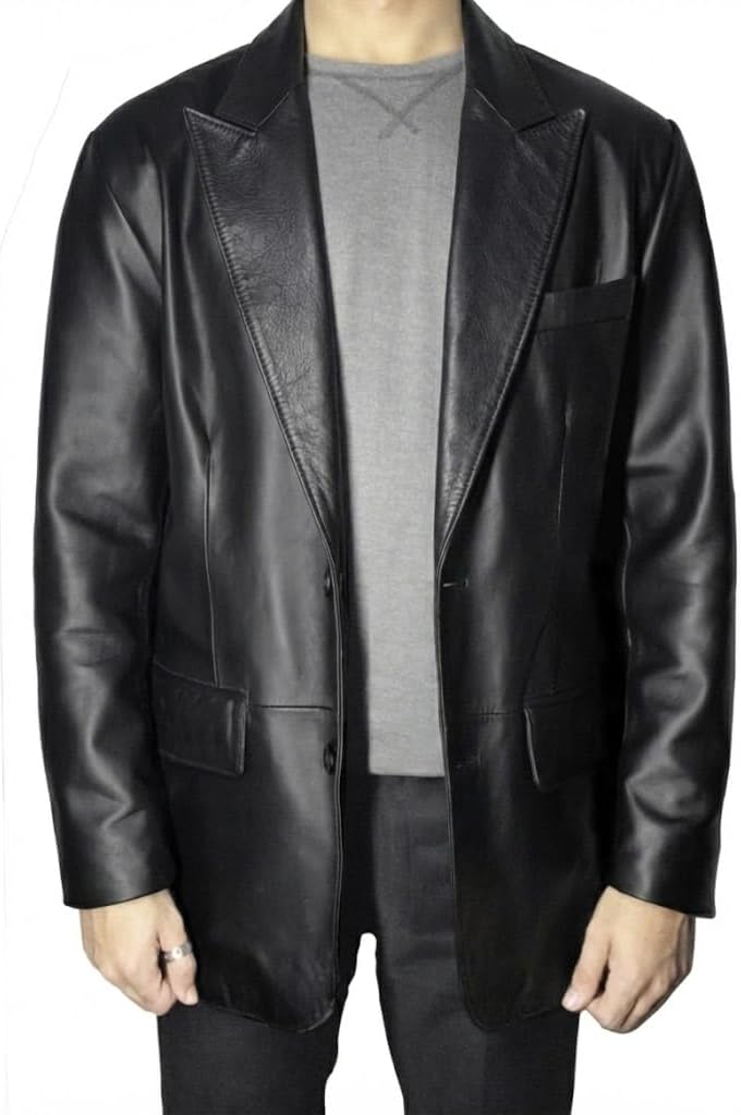Lambskin Leather Blazer for Men Casual - Mens Leather Blazer Jacket Genuine Leather Sport Coat Men