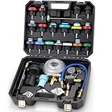 FOUR UNCLES Radiator & Coolant Pressure Tester and Vacuum Refill Kit - 28-Piece Universal Cooling System Leak Tester and Refiller for Cars Motorcycles Trucks (Black)