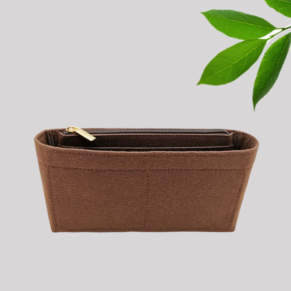 Lckaey Purse Organizer for 1955 horse street buckle bag Small Mini Insert Felt Storage Bag 2039brown -S