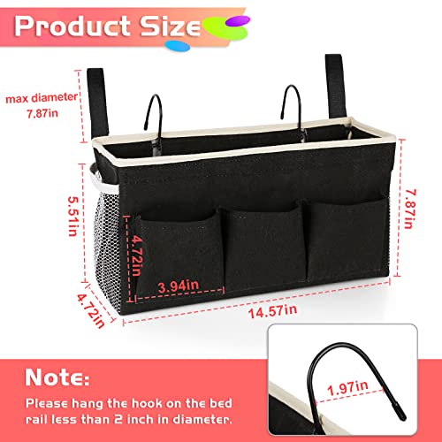 Image of Loghot Bedside Caddy /Bedside Storage Bag Hanging Organizer for Bunk and Hospital Beds,Dorm Rooms Bed Rails,Can be Placed Glasses,Books,Mobile Phones,Keys (New Black)