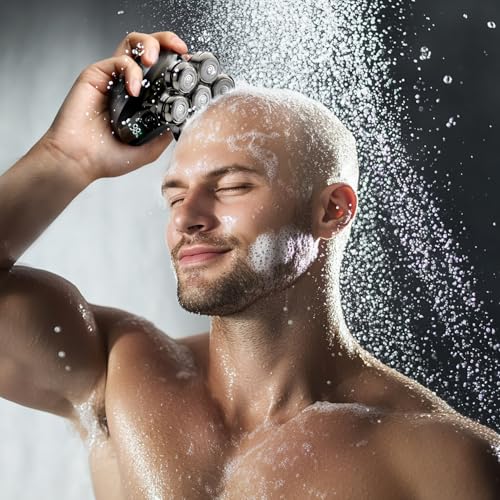Image of Head Shavers for Bald Men: 7D Floating Electric Razor with Magnetic Removable Head, IPX7 Waterproof Shaver, LED Display & Type-C Fast Charging (Taupe)
