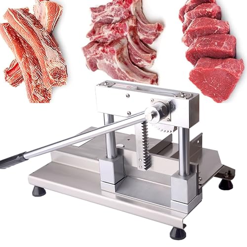 Dfdieratve MáQuina Cortadora de Carne de Acero Inoxidable, Cortadora de Huesos, Picadora Manual de Costillas, Cortadora de Alimentos Comercial para el Hogar, para Pescado, Pollo, Res, Carne