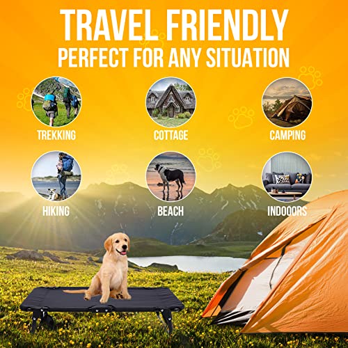 Elevated Dog Cot With Steel Frame – Foldable Raised Play & Rest Bed For Dogs & Cats – Heavy Duty Strong Material Dog Bed, No Assembly Required – Comfortable Pet Cot With Bonus Storage Bag #TOP4