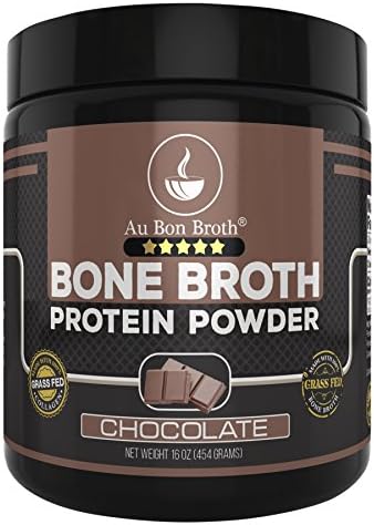 Genuine Grass Fed Organic Bone Broth Protein Powder Collagen 16oz. Chocolate Flavor 28 Servings, Mixes Instantly, Gluten Free, Pasture Raised, 100% Sourced, Made in USA, NOT from Concentrate