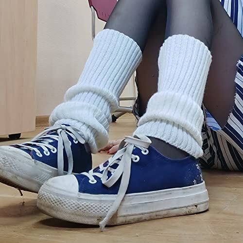 Owl's-Yard Women Girls Lolita Ribbed Knit Leg Warmers Kawaii Japanese Student Long Socks Leggings Harajuku Goth Streetwear4