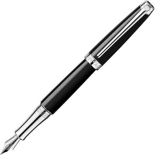 Caran d'Ache Léman CD4799.782 - Pluma estilográfica (bañada en plata rodiada, tamaño mediano), color negro