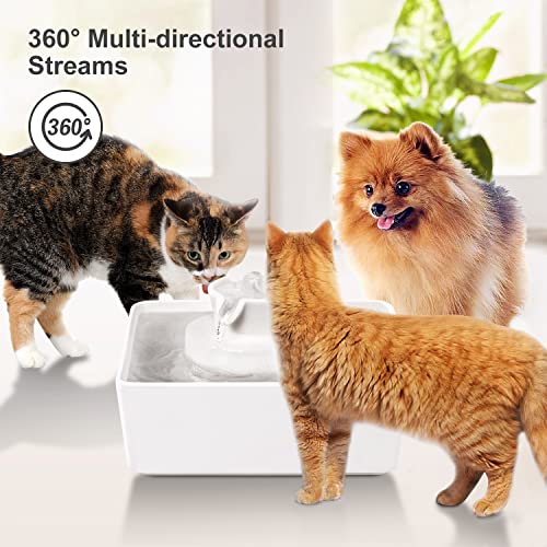 GISOFIK 71oz/2.1L Ceramic Cat Water Fountain, Automatic Dog Water Fountain with 3 Water Flows, Ultra-Quiet Cat Water… - Image 4