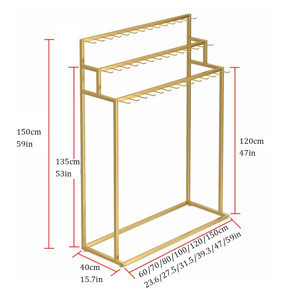 Perchero de metal para corbatas y bufandas, exhibición de cinturón y monedero para tiendas de ropa y dormitorios, solución de almacenamiento que ahorra espacio (23.6 x 15.7 x 59 pulgadas)