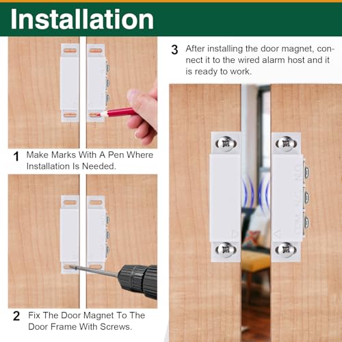 Image of 2 Set Magnetic Reed Switch NO /NC, Wired Surface Mount Door Window Contact Sensor for Security Alarm, Silver
