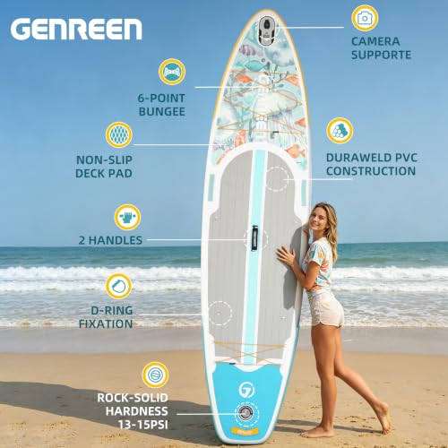 Image of Inflatable Stand-Up Paddle Boards - Available 32 inch /33 inch /34 inch Widths Inflatable Paddle Board with SUP Accessories, Camera Mount, Basic All-Around SUP Board for All Skill Levels, Up to 450lbs