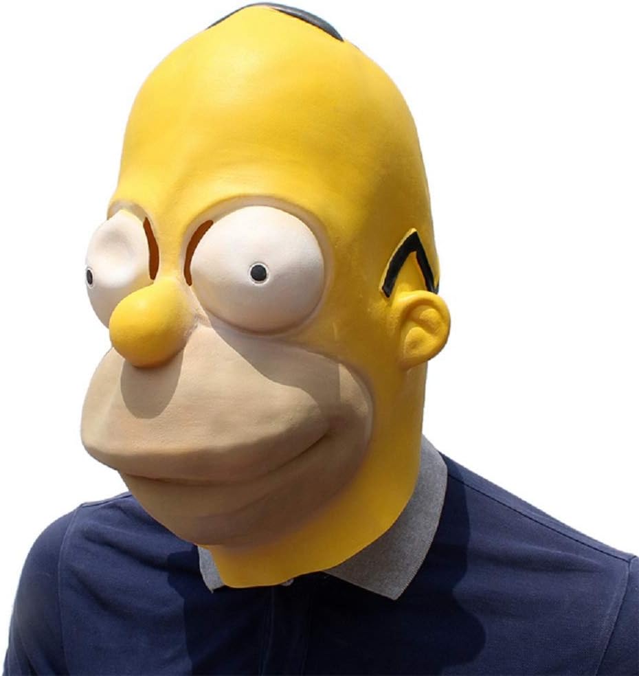 Simpsons Latex Mask Smail Full Headgear Big Eyes Halloween Mask