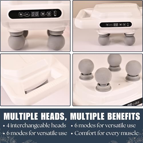 Image of Dealsure Full Body Massager Machine for Pain Relief | Rechargeable Massage Machine for Body Pain with 4 Heads | Percussion Massager for Back, Neck, Shoulder, Calf, Leg & Foot | Rechargeable