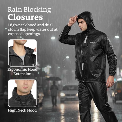 Image of Amazon Brand - Solimo Men's Polyester Water Resistant Casual Style Rain Coat