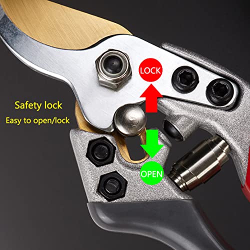 Image of Garden Shears, Japanese labor-saving Garden Scissors, Pruning Shears and Garden Secateurs for Woman and arthritis weak, Professional Branch scissors(Red-grey)