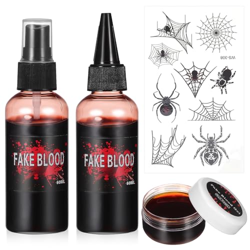 GALPADA Halloween Fake Blood Makeup Cream Spray Set Realistic Effects for Cosplay Decorations