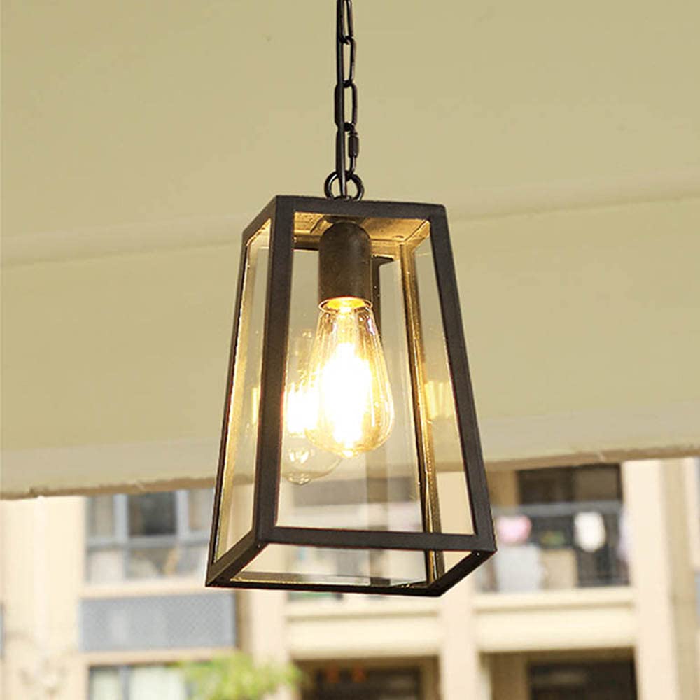 Mengjay Hängende Pendelleuchte Für Außen & Innen – Wasserdicht IP44, E27, 50 Cm Kette, Metall/Glas, 17x28 Cm