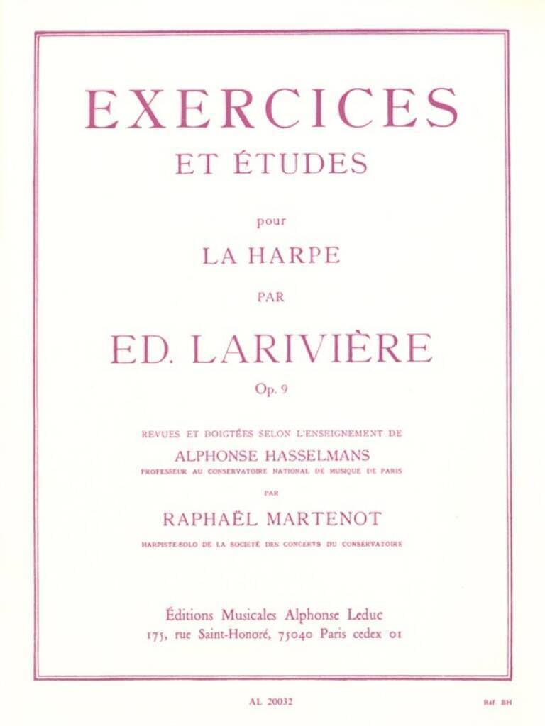 Exercices et études op 9 harpe pour corriger la raideur des mains