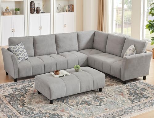 Pingliang Home Modular L-Shaped Sectional Sofa with Ottoman, 6 Seat
