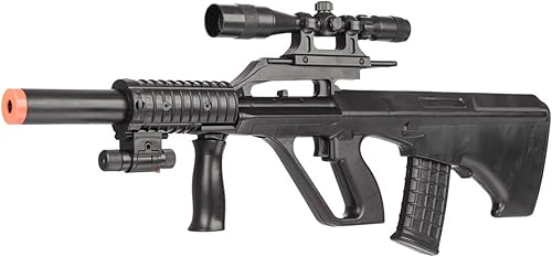 Airsoft AUG Spring Power 230 FPS Airsoft Rifle con alcance ABS ligero con Waffle Mag