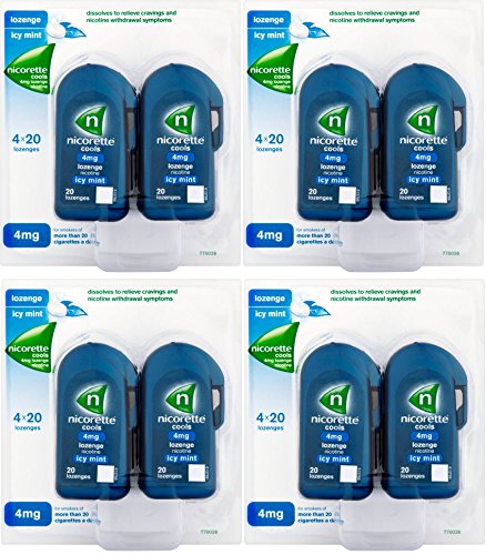 4 x 80 = 320 Nicorette Cools 4mg Nicotine Lozenges Icy Mint
