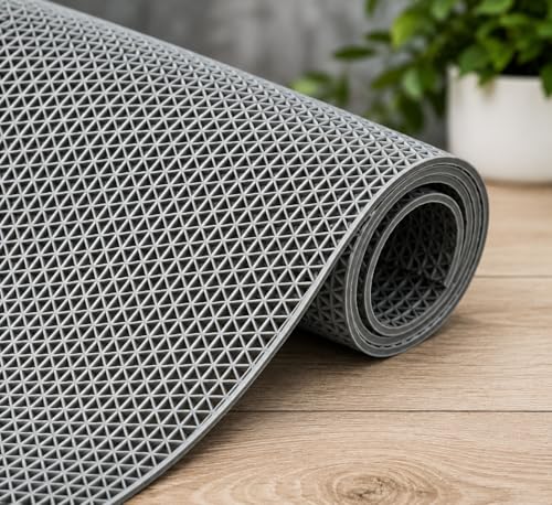 Image of JOGI KART Anti Skid & Multipurpose Rubber /Bathroom Mat /Shower Mat /Carpet /Rugs /Rainmat /Swimming Pool Mat (Grey 4x3 Feet)