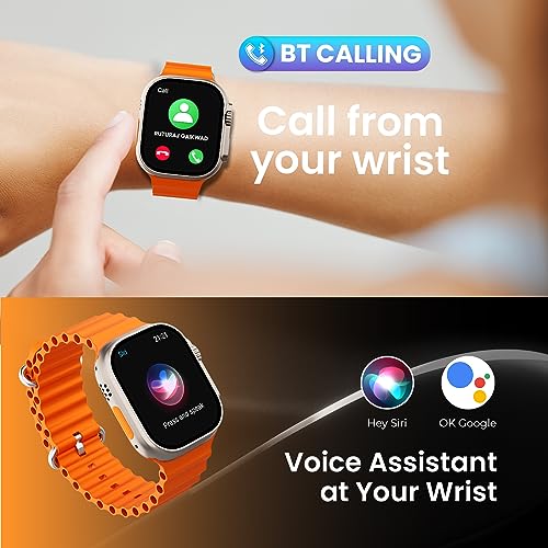 Image of Kratos SW17 Ultra+ Smartwatch with 1.96 inch Touch Display, Advanced BT Calling, Wireless Charging Smart Watch, Voice Assistant, 100+ Sports Modes, Rotating Crown, Metallic Body, IP67, Heart Rate, SpO2