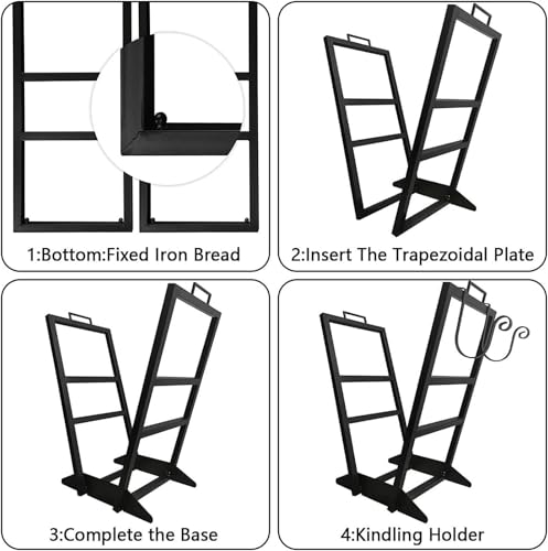 Range-bûches d'intérieur en métal support bois de chauffage extérieur - 6