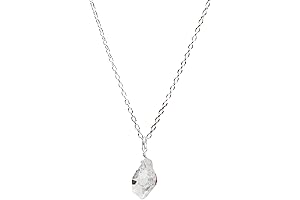 Gempires Raw Herkimer Diamond Stone Pendant Necklace: Embrace the Power of April's Birthstone