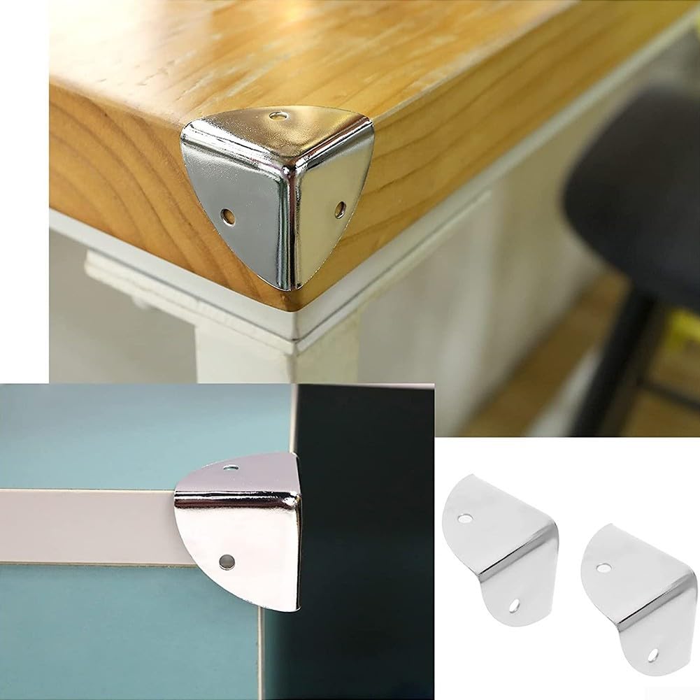 Set di 4 protezioni angolari in metallo da 40 mm, in lega di zinco, per scatole di legno, cassapanche o baule con angoli arrotondati e fori di fissaggio