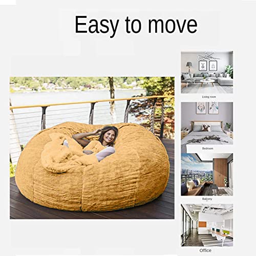 Hwoek Oversized Bean Bag Chair Giant Fur Bean Bag Chair (No Padding) For Adult Living Room Furniture Big Round Soft Fluffy Plush Lazy Sofa Portable Furniture Bean Bag Chair,White,7Ft(180 * 90Cm) #TOP2