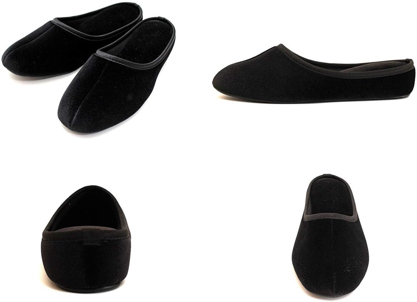 House slippers for women 1.5inch heel lift Slippers with Storage Bag (L Size US size 7.5-8) sexy old lady ladies velvet satin fancy vintage Black travel slippers Indoor Shoes Non-Slip Spa Hotel cute pantuflas para mujer bedroom bride ballet Guest Japanese-Style