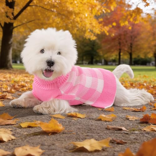 Image of Dog Sweater Dress Plaid Knitwear for Large Dogs Girl Christmas Clothes