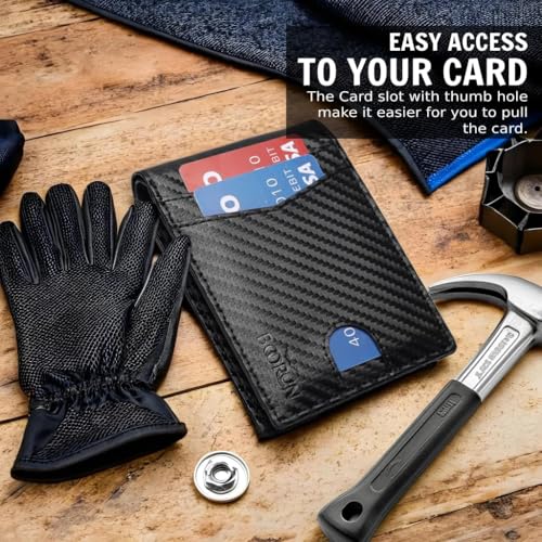 BOORUN Bifold Wallet for Men Slim Compact Wallet with RFID Blocking Leather 14 Credit Card Holder For Men With Gift Box3