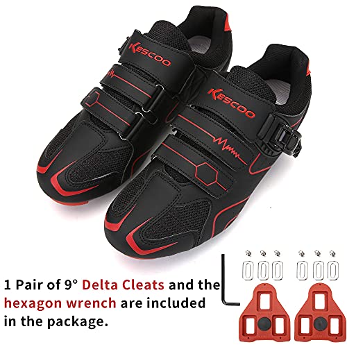 Image of Mens Womens Cycling Shoes Compatible with Peloton Bike Indoor Outdoor Road Bike Riding Shoes with Look Delta Cleats Pre-Installed Clip in Pedal