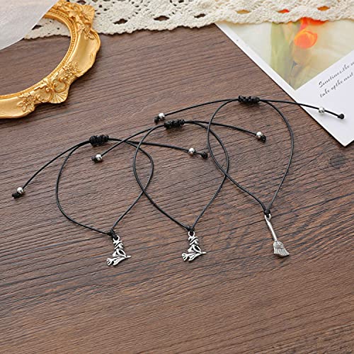 Image of CJIAYUJEW Halloween Bracelet Gift Friends Colleagues Bracelets Black cat Bat Witch Pumpkin Head Wacky Bracelets Sex Broomstick Witch Bracelet (Broom, Alloy)